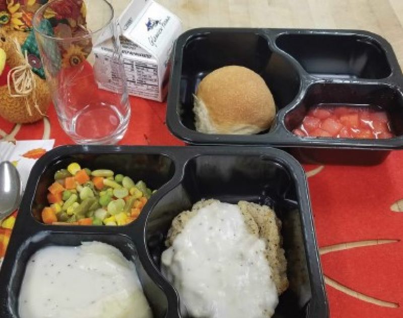 Meal in separated to go container
